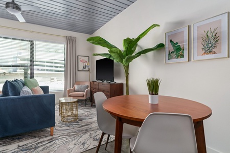 Make yourself at home in this comfortable living area with a smart TV.