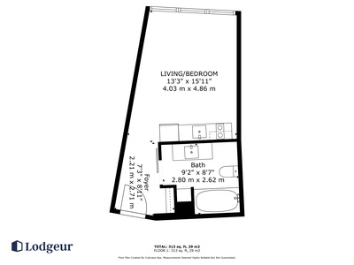 The apartment's floor plan (note: some units may have a mirror-image of this layout)