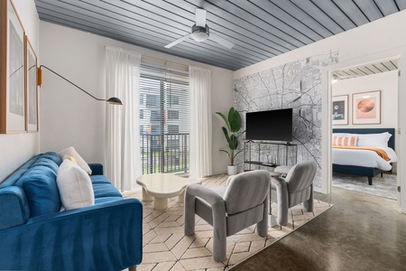 Cozy up in this inviting living space with a smart TV for entertainment.
