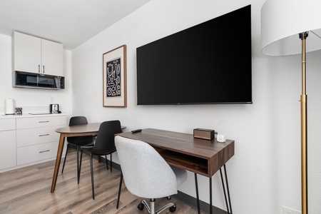 Maintain productivity in a sleek, expertly designed dedicated workspace with fast fiber WiFi