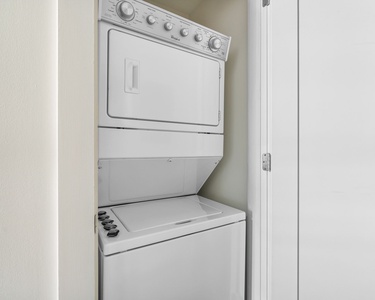 Keep clothes clean with an in-unit washer and dryer.