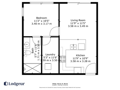 The apartment's floor plan