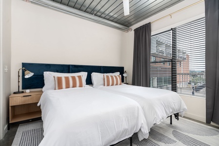 Optional Extra: One bedroom can be set up with two twin XL beds instead of a king for a nighly supplement on extended stays - please contact us for details (this is a photo from another apartment)