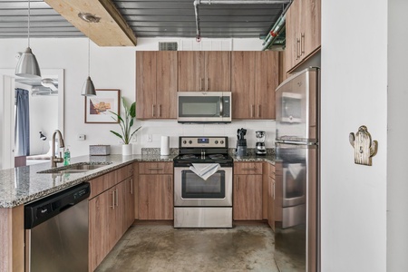 Create delicious meals in this well-equipped kitchen with modern amenities.