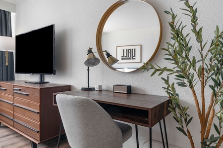 Maintain productivity in a sleek, expertly designed dedicated workspace.