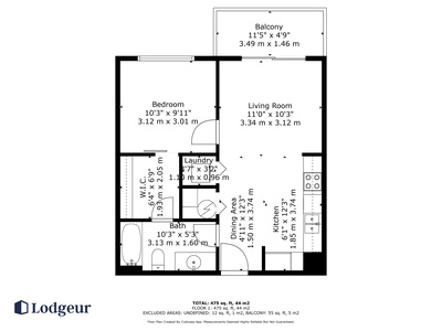 The apartment's floor plan (note, some units may have a mirror image layout)
