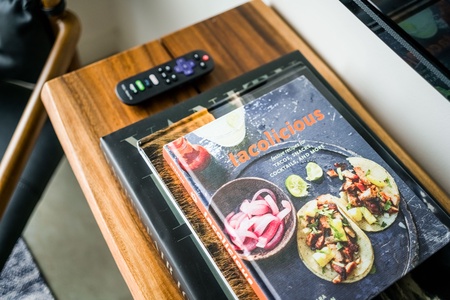 Stream your favorite shows with the smart TV and sound system.