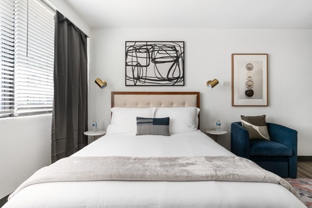 Experience restful nights on a plush memory foam mattress.