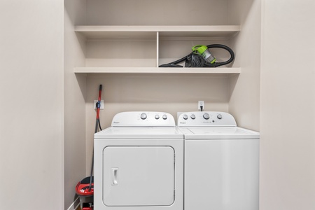 Keep your outfits fresh with the in-unit washer and dryer.