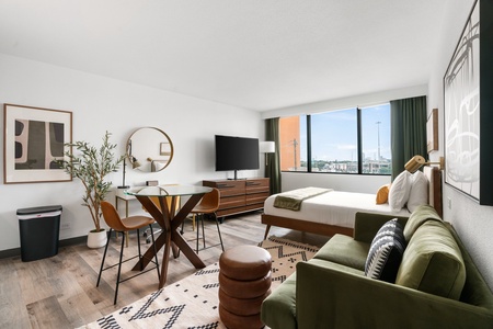 Make yourself at home in this sleek, thoughtfully designed living area made for comfort.