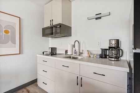 Cook up convenience in our kitchenette, stocked with the essentials.