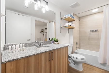 Large bathroom with shower/tub combo