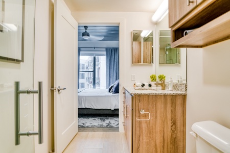 Begin your day in the stylish bathroom with complimentary toiletries.