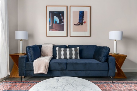 Welcome to our newly launched (February 2025) one-bedroom! Note, these are photos of a neighboring apartment with the same layout and similar styling.