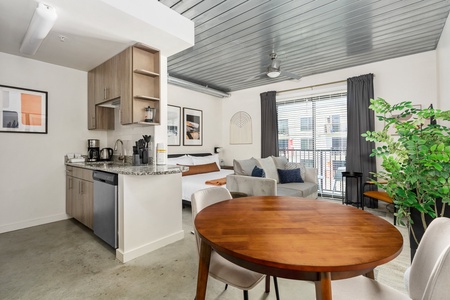 Fully equipped kitchens: coffee maker, electric kettle, toaster, blender, rice cooker, slow cooker, tri-ply cookware, bakeware, and more! Appliances include a stovetop, oven, fridge freezer, and dishwasher.