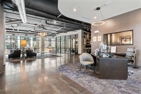 The lobby and residents lounge at Elan Med Center