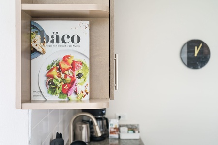 Whip up tasty treats in this modern kitchen with all the essentials.