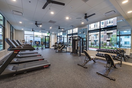 There's a 24/7 gym and fitness center with a range of cardio and strength equipment