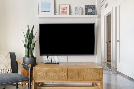 Enjoy streaming your favorite shows with the smart TV and sound system.