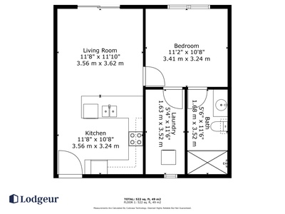 The apartment's floor plan