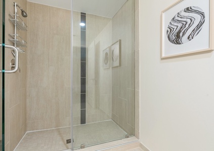 Refresh in the walk-in shower with modern fixtures.