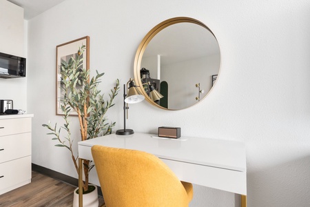 Maintain productivity in a sleek, expertly designed dedicated workspace.