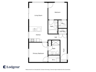 The apartment's floor plan. Note that the apartment features a large wrap-around balcony
