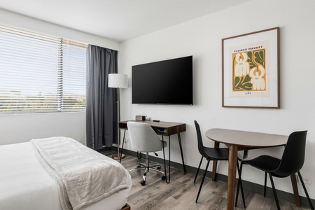 Work comfortably in your private desk area.