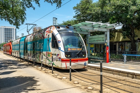 The MetroRail stops just outside the building, with convenient access to Dowtown and the Texas Medical Center