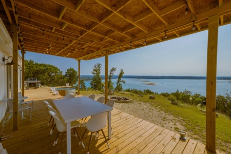 The large patio offers fantastic views of Lake Travis