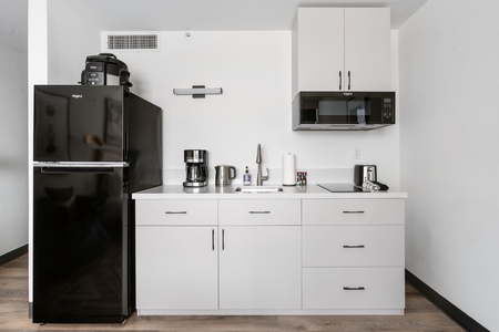 Cook up convenience in our kitchenette, stocked with the essentials.