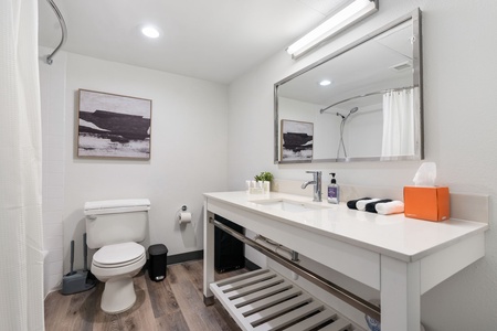 All the details covered — towels, toiletries, and comfort.