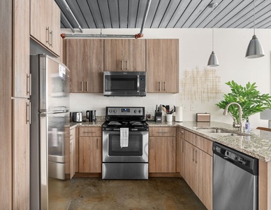 Prepare culinary masterpieces in this modern kitchen with all the essentials.