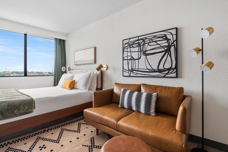 Kick back on a chic and inviting couch.