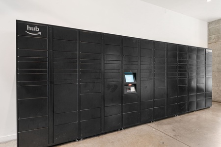 The apartment building features an Amazon Locker system for package deliveries (note: all deliveries come to these lockers or the office for security purposes, including restaurant deliveries - you will need to meet them downstairs to collect your food)