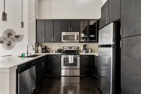 Cook up a storm in this contemporary kitchen with all the necessary amenities.