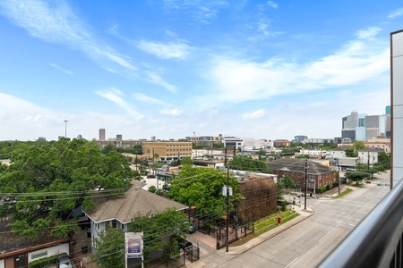 Enjoy city views from the private balcony.