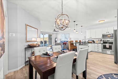 Your open-concept kitchen and dining space blends modern comfort with elegant touches, perfect for memorable meals together.