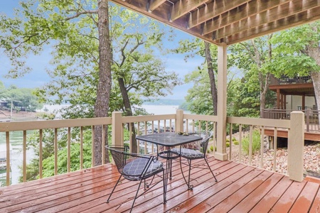 Patio with table just off the master bedroom.