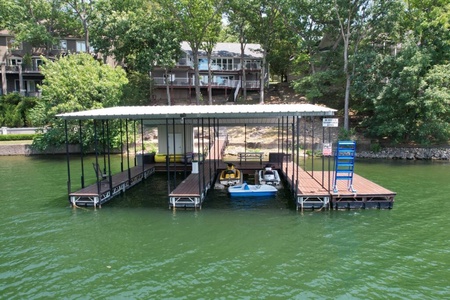 Large open slip for boat rental parking! 
Lily pad~ paddle boat~ and swim dock!