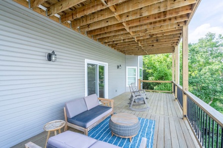 Patio space for a relaxing coffee break from the second floor deck