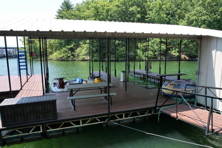 Bring the coolers down! Enjoy the dock and swim off the dock! Have lunch around the picnic bench