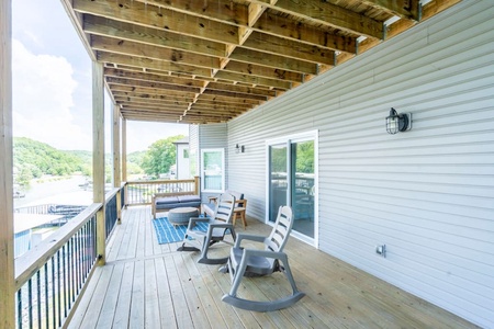 Patio space for a relaxing coffee break from the second floor deck