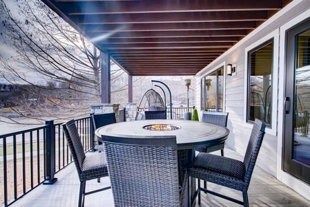 Outdoor seating with fire table