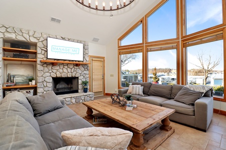 Living Room with Lake Side Views