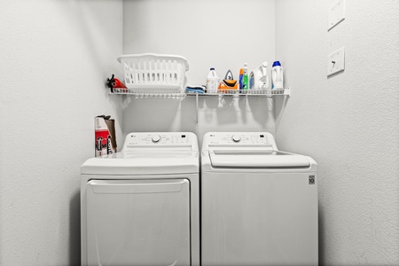 Your in-unit laundry room keeps you comfortable with full-size washer and dryer, plus organized storage for all your cleaning essentials.