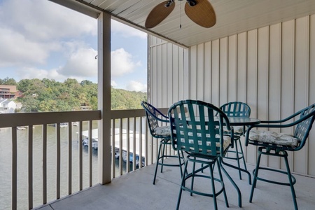 Outside patio with a view of the lake