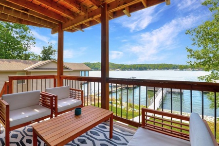 Relax on the lower patio with views of the lake! Sip your morning coffee in a cool relaxing space!