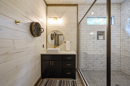 Master bathroom #1 with split double vanity and walk-in shower