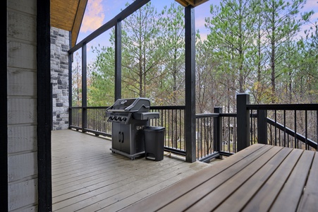 Downstairs back deck with gas grill